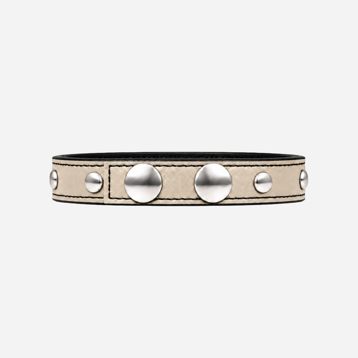 STUDDED IVORY LEATHER BRACELET (SLIM)
