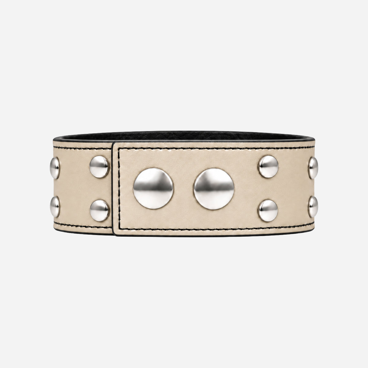 STUDDED IVORY LEATHER BRACELET (WIDE)