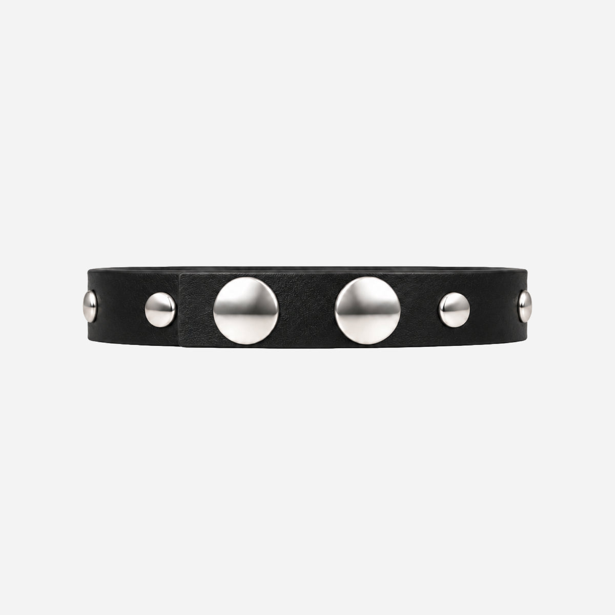 STUDDED BLACK LEATHER BRACELET (SLIM, NO STITCHING)